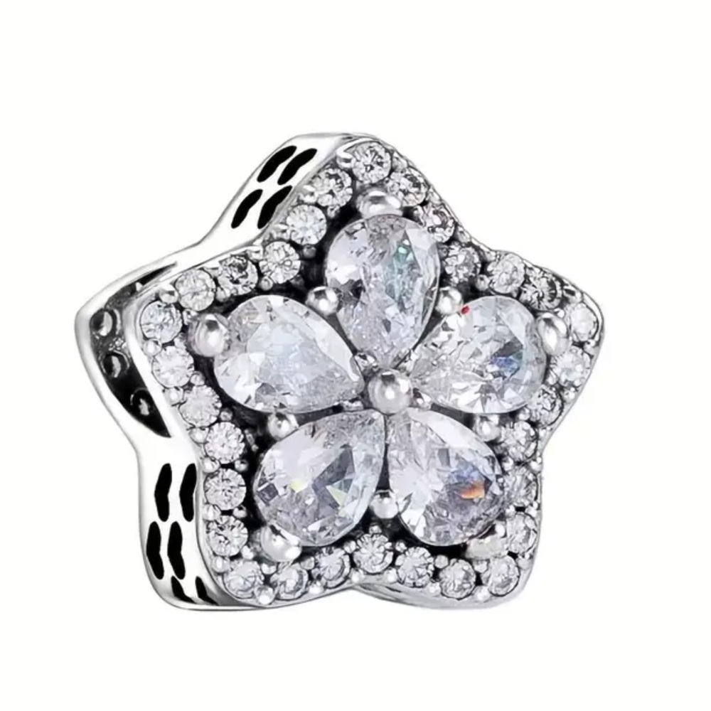 S925 Silver Sparkling Flower Star Charm Pandora Style